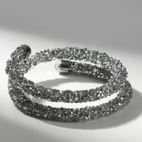 Браслет-пружинка &laquo;Шанталь&raquo; 2 ряда, цвет серебро, d=7 см