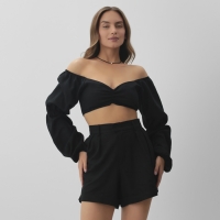 Кроп-топ с длинными рукавами MIST, цв. черный, р-р L Кроп-топ с длинными рукавами MIST, цв. черный, р-р L