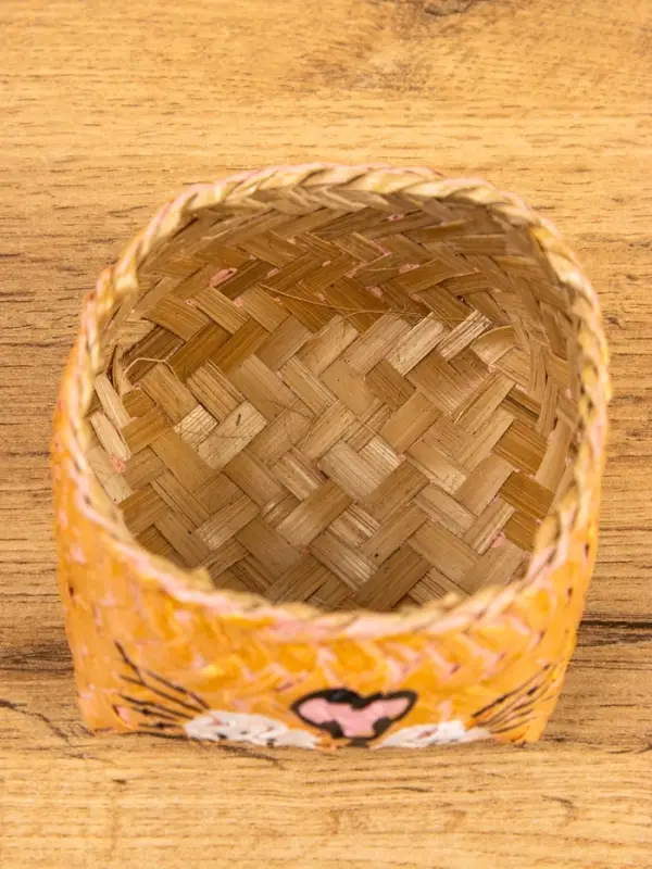 Корзинка &laquo;Кот&raquo;, 10&times;10&times;13 см, бамбук, рыжая