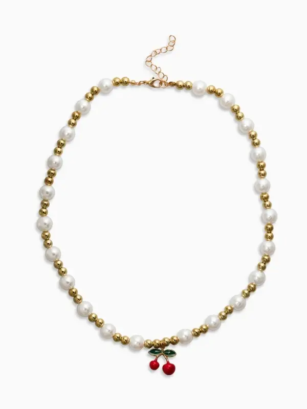 Набор 2 пред-а: серьги. кулон "Вишня" жемчуг, цветной в золоте