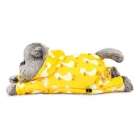 Мягкая игрушка "Кот Басик в комбинезоне с принтом "Гусик" лежачий, 25 см Kl25-003
