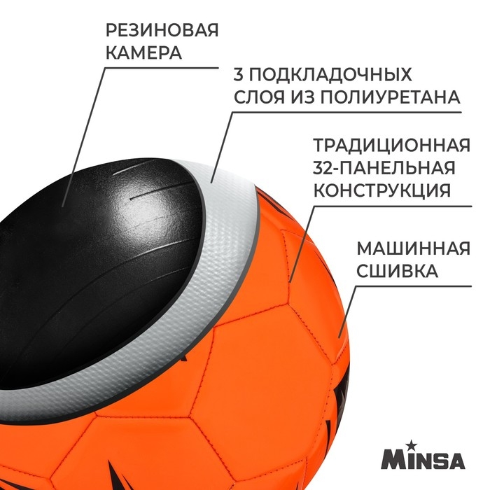 Футбольный мяч MINSA, машинная сшивка, 32 панели, р. 5, TPU