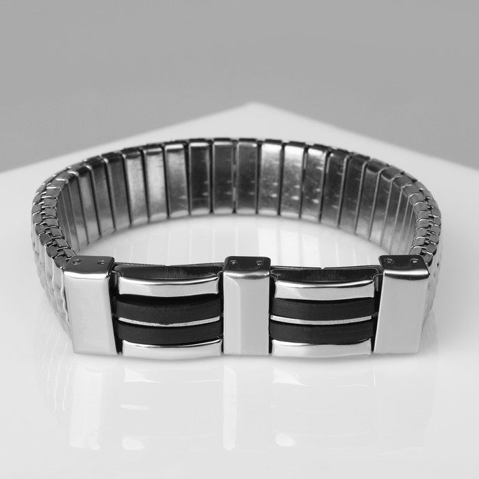 Браслет мужской &laquo;Каркас&raquo; тьма, цвет чёрный в серебре, d=6,5 см