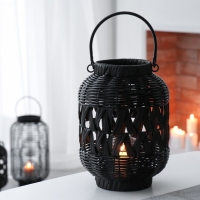 Подсвечник пластик "Фонарик. Корзинка" чёрный 30х21х21 см