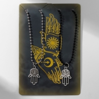 Кулоны &laquo;Неразлучники&raquo; рука хамса, цвет чёрно-серебряный, 45 см