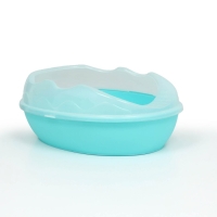 Туалет для кошек округлый с бортиком и совком 38 x 28 x 15 см, синий Туалет для кошек округлый с бортиком и совком 38 x 28 x 15 см, синий