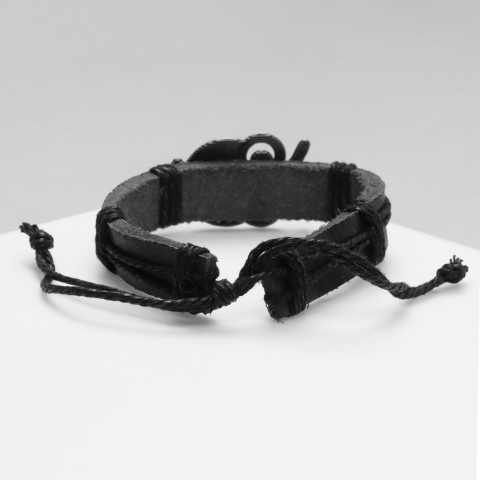 Браслет кожа &laquo;Стиль&raquo; сова, цвет чёрный с чернёным серебром, d=6 см