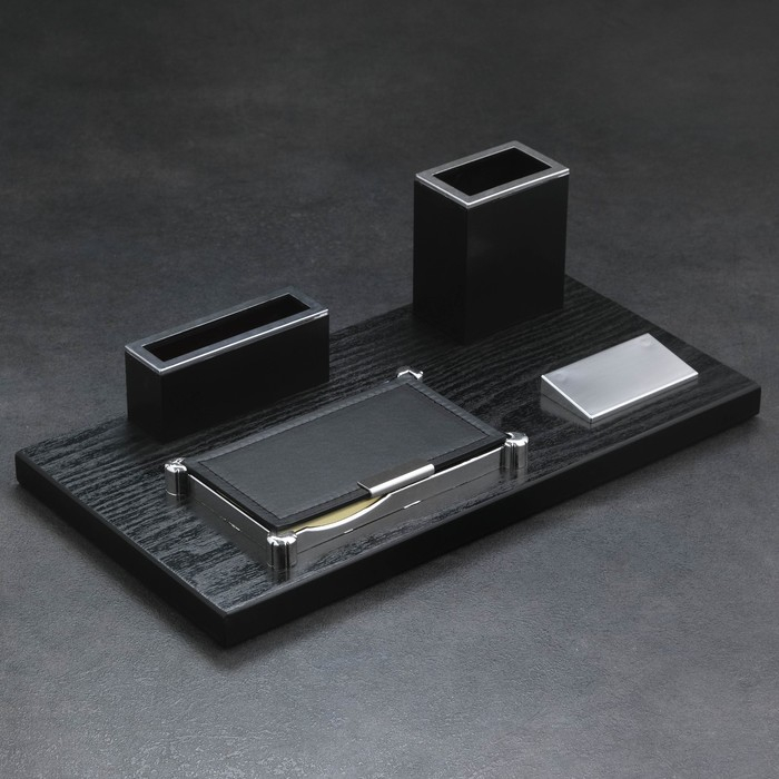 Набор настольный канцелярский 4в1 с визитницей, микс Набор настольный канцелярский 4в1 с визитницей, микс