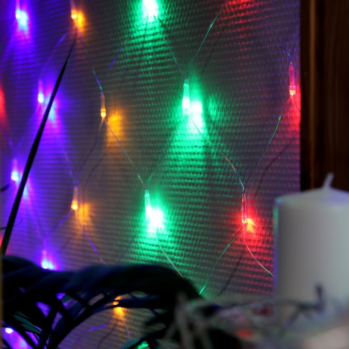 Гирлянда &laquo;Сеть&raquo; 1.6 &times; 1.6 м, IP20, прозрачная нить, 144 LED, свечение мульти, 8 режимов, 220 В