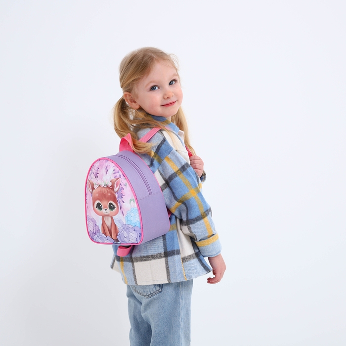 Рюкзак детский для девочки  &laquo;Оленёнок&raquo;, 23х20,5х10 см, отдел на молнии, цвет красный