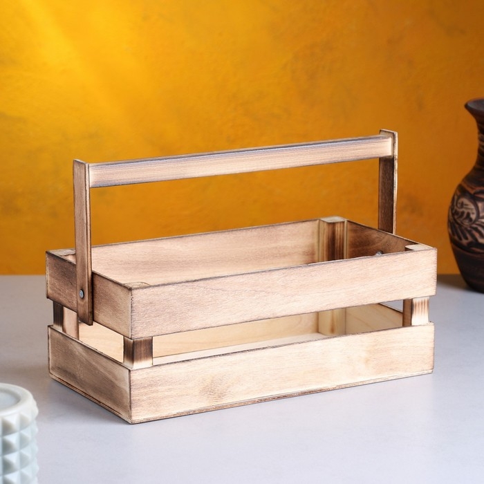 Кашпо деревянное 24.5&times;13.5&times;9 см "Двушка Лайт", двухреечное, обжиг Дарим Красиво