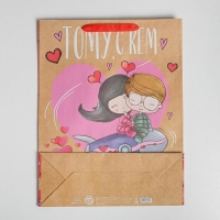 Пакет подарочный крафтовый вертикальный, упаковка, &laquo;Любовь, любовь&raquo;, L 31 х 40 х 11,5 см