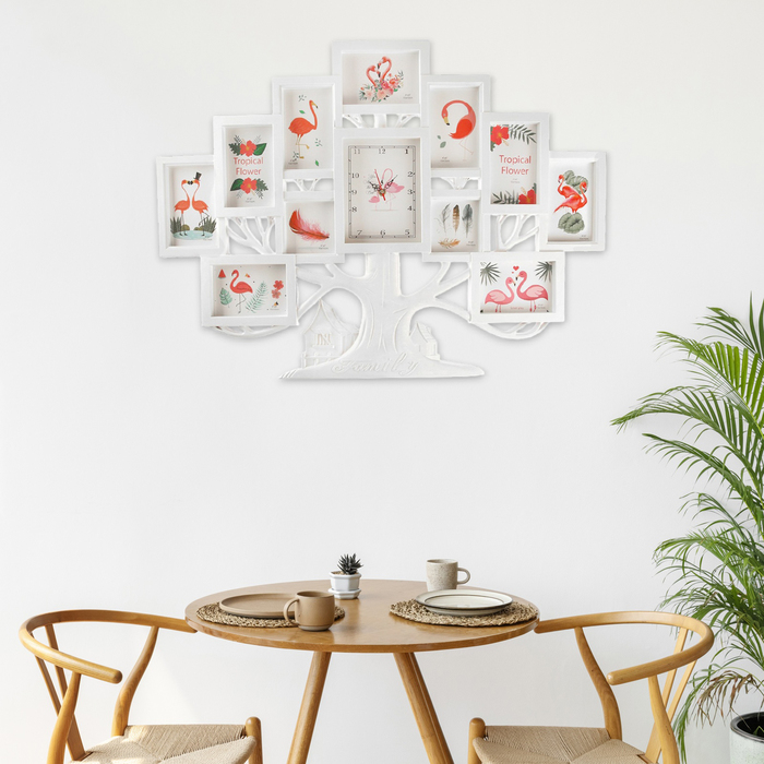 Часы настенные интерьерные, фоторамка - коллаж Часы настенные интерьерные, фоторамка - коллаж "Семейное дерево", бесшумные, 82 х 58 см