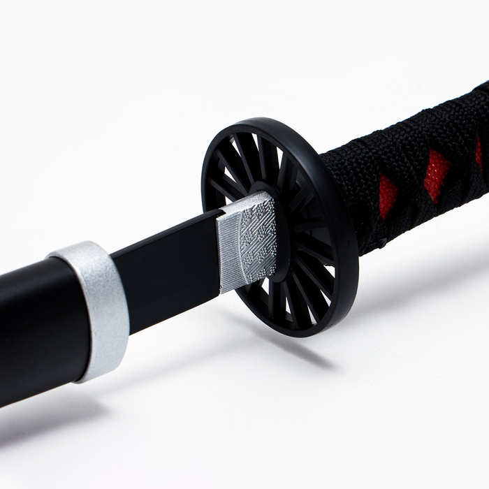 Сувенирное оружие "Катана Танзи" 75 см, клинок 48 см, чёрная, на подставке