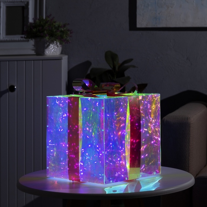 Светодиодная фигура «Подарок» 25 × 25 × 25 см, пластик, 220 В, свечение белое Светодиодная фигура «Подарок» 25 × 25 × 25 см, пластик, 220 В, свечение белое