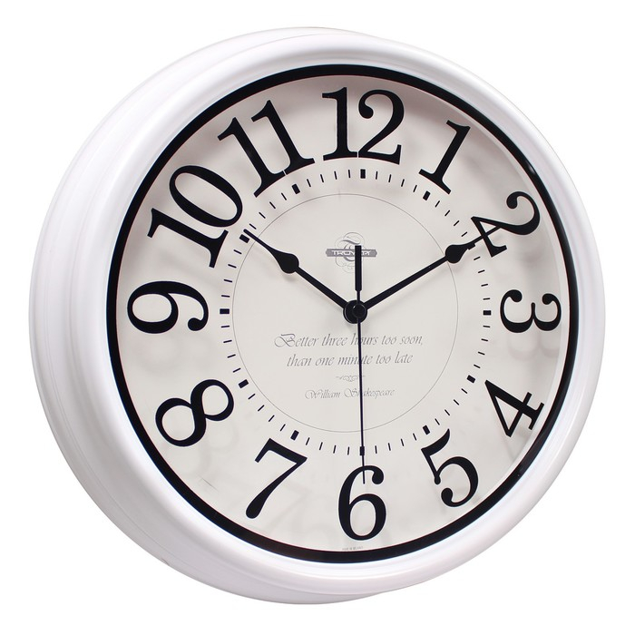 Часы настенные, интерьерные, d=31 cм, бесшумные, белые