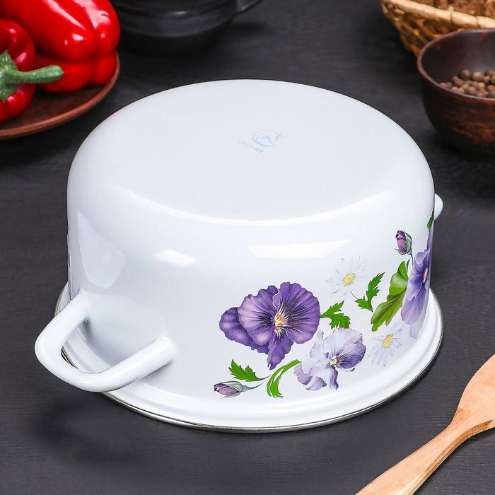 Кастрюля эмалированная &laquo;Анютины глазки&raquo;, 3 л, индукция