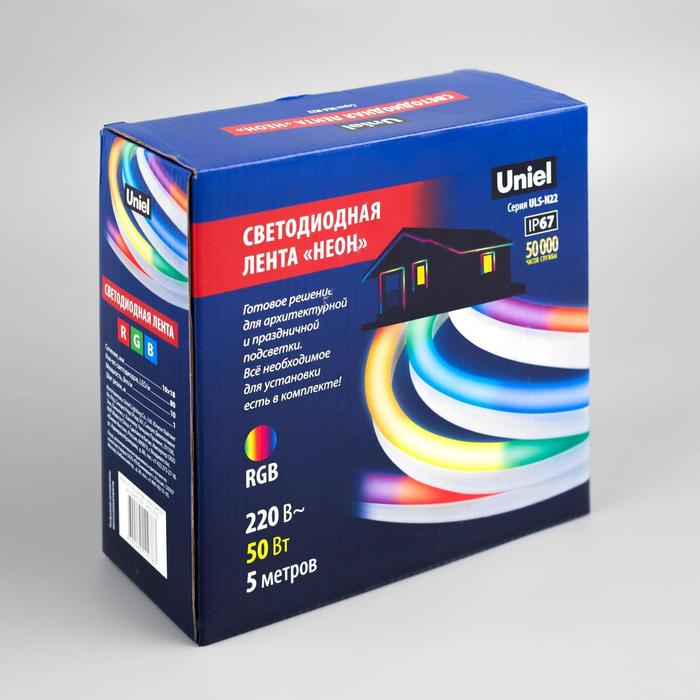 Гибкий неон Uniel 10 &times; 18 мм, IP67, 5 м, SMD5050, 80 LED/м, 220 В, свечение RGB