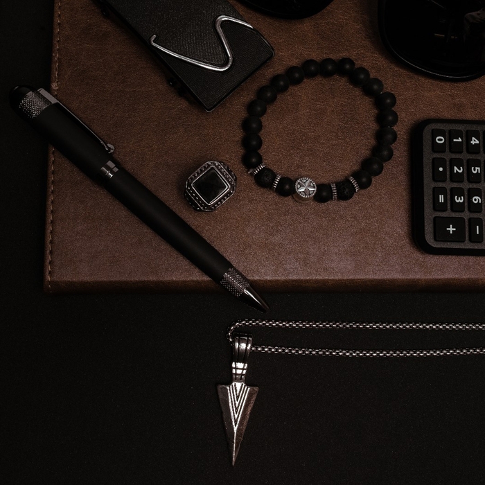 Кулон унисекс &laquo;Клинок&raquo; с узором, цвет чернёное серебро, 60 см