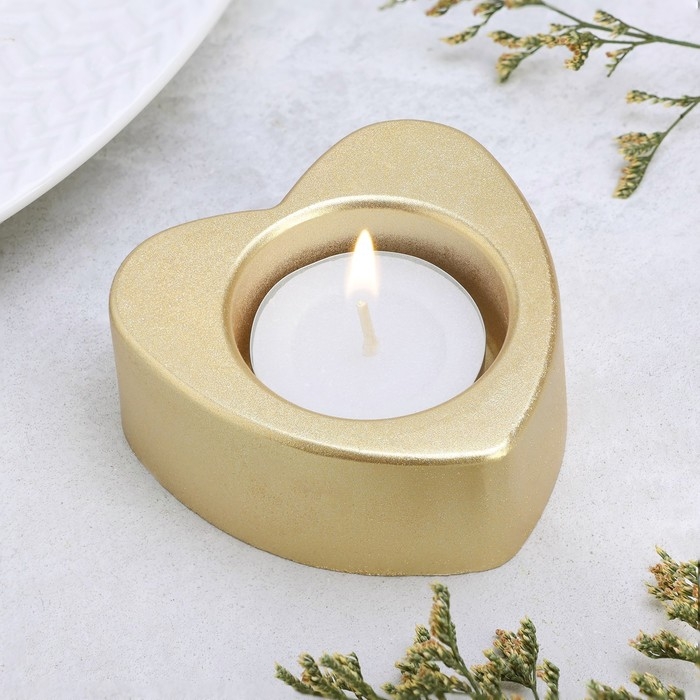 Подсвечник Подсвечник "Сердце малое. Мрамор" из гипса,7х3см,золото