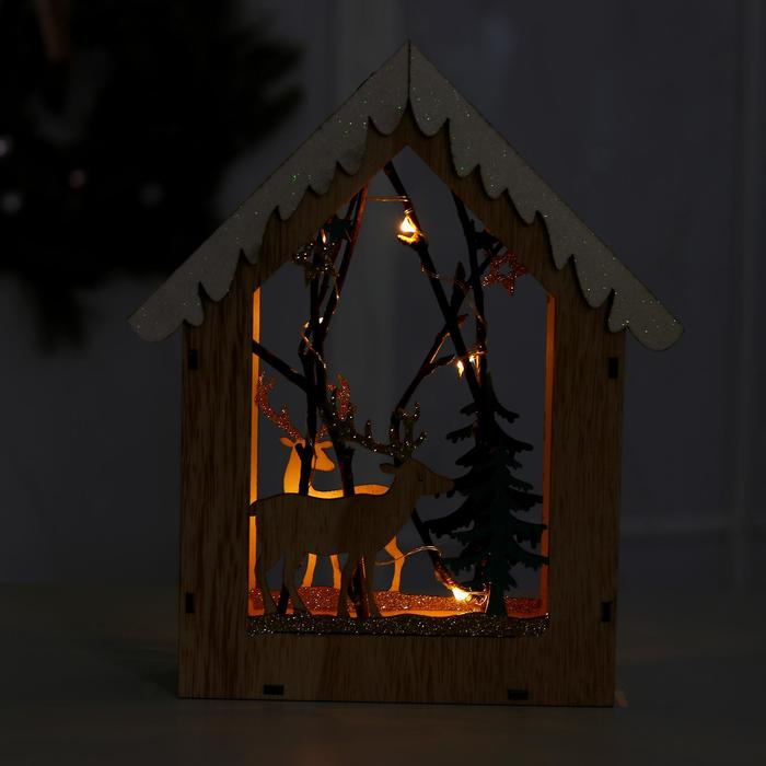 Новогодний декор с подсветкой «Домик с оленем» 18×5.5×22.5 см Новогодний декор с подсветкой «Домик с оленем» 18×5.5×22.5 см