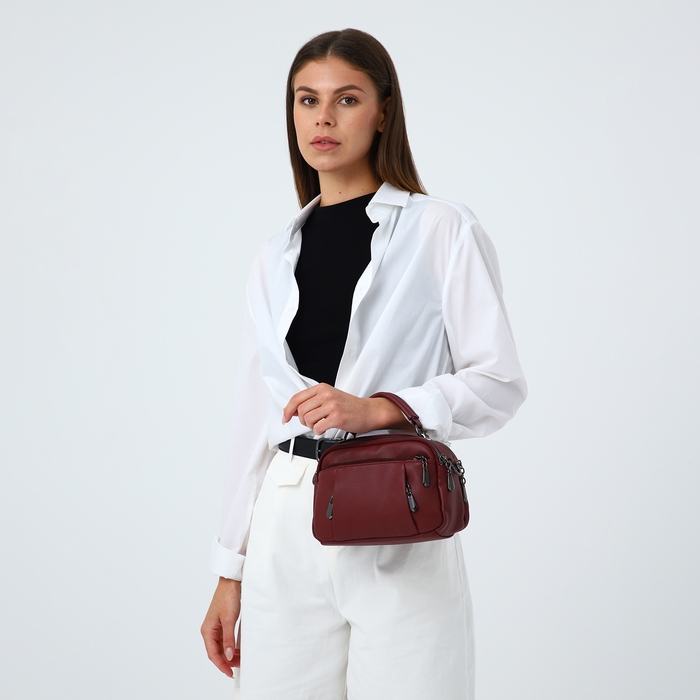 Сумка женская на молнии, цвет бордовый Сумка женская на молнии, цвет бордовый