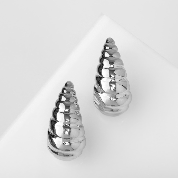 Серьги пластик &laquo;Капля&raquo; вибрация, цвет серебро