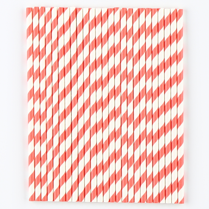 Трубочка для коктейля &laquo;Спираль&raquo;, набор 25 шт., цвет бело-розовый