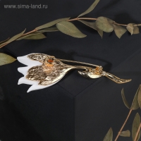 Брошь &laquo;Цветок&raquo; лилия, цвет белый в золоте