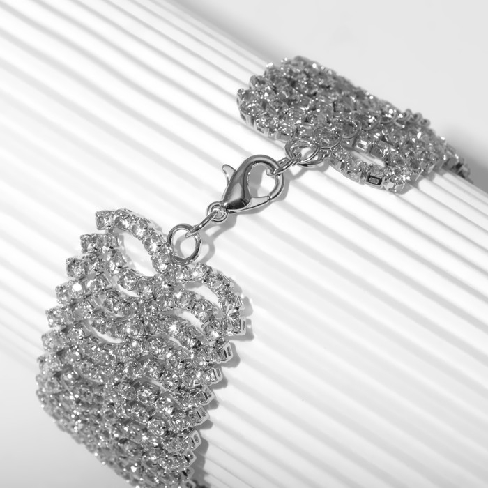 Браслет &laquo;Лёд&raquo; волны, цвет белый в серебре, 17,5 размер