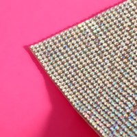 Стразы самоклеящиеся на листе, с голографией, d = 2 мм, 40 &times; 24 см, цвет серебряный