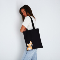 Сумка-шопер &laquo;Корги&raquo;, без молнии, без подкладки, цвет чёрный