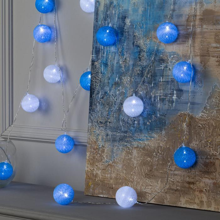 Гирлянда &laquo;Нить&raquo; 5 м с насадками &laquo;Клубки морские&raquo;, IP20, прозрачная нить, 20 LED, свечение белое, 220 В