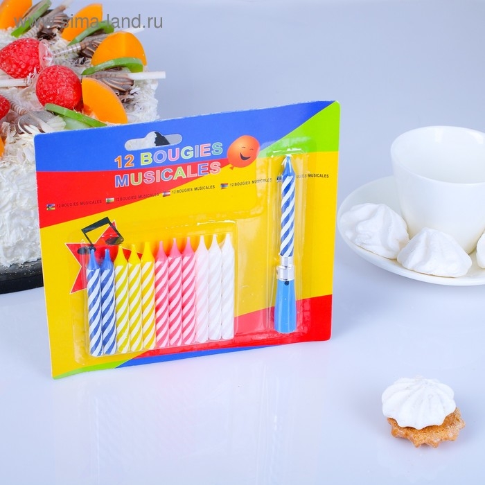 Свеча для торта (набор 12 свечей +1 музыкальная)