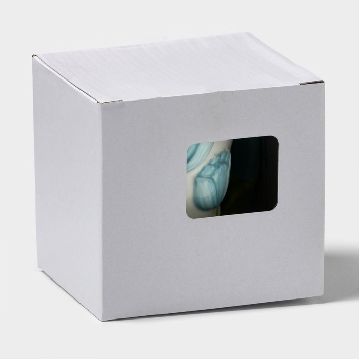 Кружка &laquo;Тюльпан&raquo;, 350 мл, голубой цветок, керамика, белая