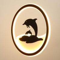 Бра "Дельфины" LED 41Вт 3000/4000К 24х24 см черный 30х30м