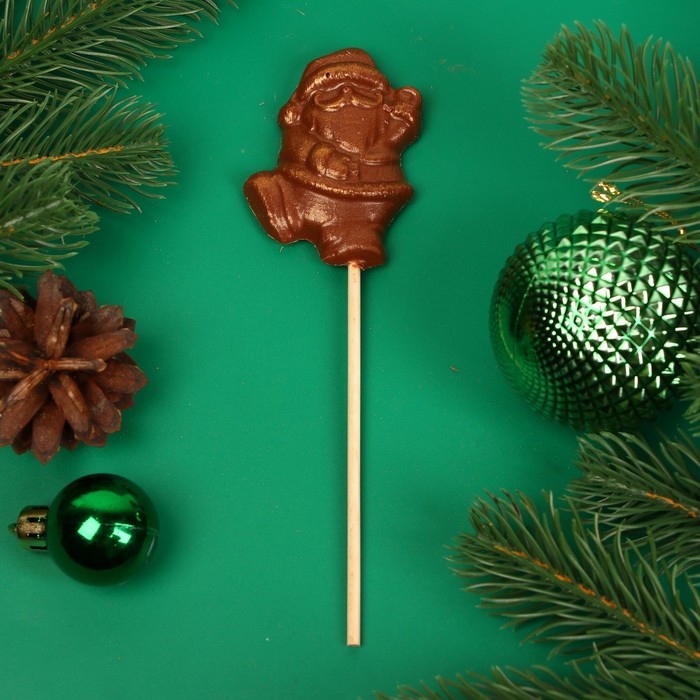 Новый год. Фигура из молочного шоколада "Дед мороз", на палочке , 20 г &plusmn; 5 %