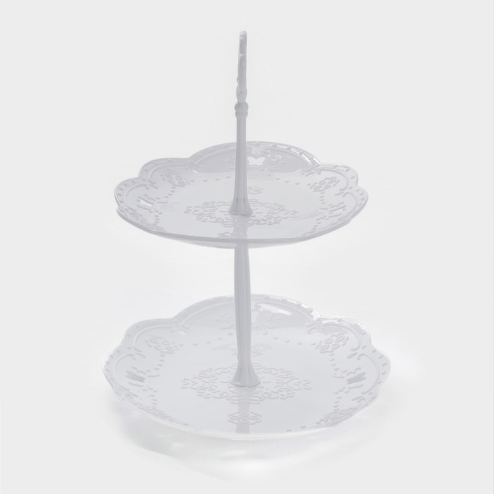 Этажерка-фруктовница овальная «Вивьен», 2 яруса, 25,5×17,5/30×21,5 см, цвет белый Этажерка-фруктовница овальная «Вивьен», 2 яруса, 25,5×17,5/30×21,5 см, цвет белый