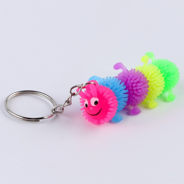 Мяч детский резиновый ёжка &laquo;Сороконожка&raquo;, резиновый, на брелоке, цвета МИКС