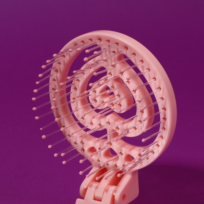 Расчёска массажная, складная, с зеркалом, 9,5 &times; 5,5 см, цвет сиреневый