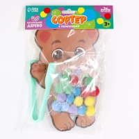 Сортер деревянный &laquo;Мишка&raquo; с помпонами и пинцетом, 15 х 21 см