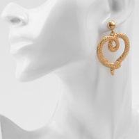 Новый год! Символ года 2025! Серьги металл &laquo;Змея&raquo; сердце, цвет золото