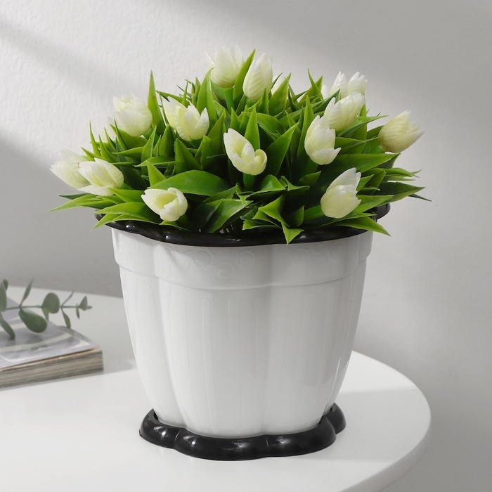 Горшок для цветов с поддоном &laquo;Восторг&raquo;, 1.5 л, пластиковый, белый