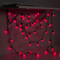 Гирлянда &laquo;Нить&raquo; 10 м с насадками &laquo;Шарики 2.5 см&raquo;, IP44, тёмная нить, 100 LED, свечение розовое, 8 режимов, 220 В
