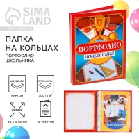Папка школьная на кольцах &laquo;Портфолио школьника&raquo;, 13 листов-разделителей, 24,5 х 32 см.