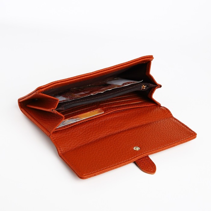 Кошелёк женский на кнопке, цвет рыжий Кошелёк женский на кнопке, цвет рыжий