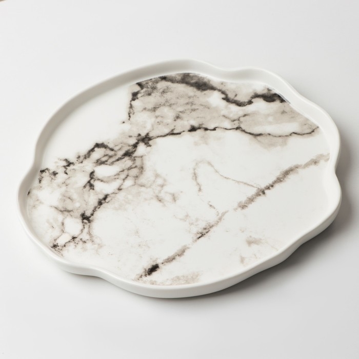 Тарелка керамическая &laquo;Белый мрамор&raquo;, 27 см, цвет белый