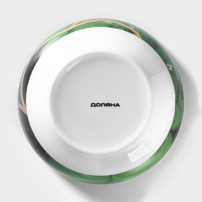 Салатник фарфоровый Доляна &laquo;Малахитовая шкатулка&raquo;, 600 мл, d=15,5 см, цвет зелёный