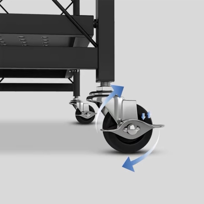 Стеллаж складной на колесах, 5 полок, 72×36×162,5см, цвет чёрный матовый Стеллаж складной на колесах, 5 полок, 72×36×162,5см, цвет чёрный матовый