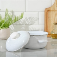 Кастрюля эмалированная, 1,5 л, d=16 см, h=9,5 см, цвет белый